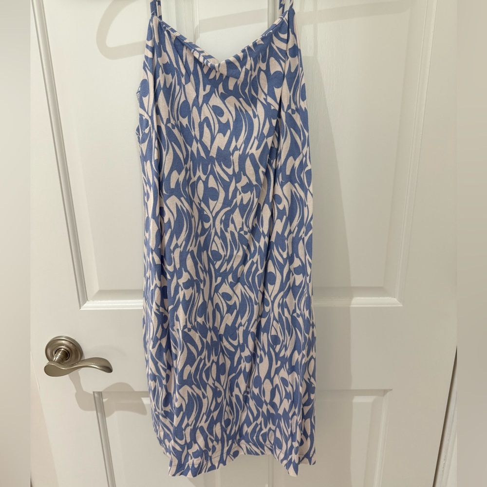 Blue and White Patterned Mini Dress